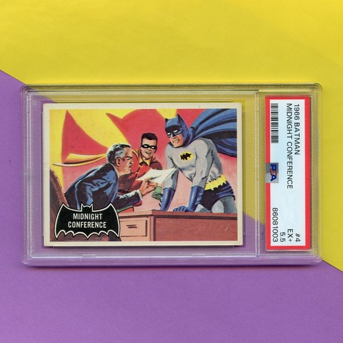 1966 Topps Batman Black Bat #4 Midnight Conference — PSA 5.5