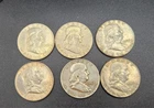 Franklin Half Dollar 90% Silver,  1949-1963- Lot Of 6
