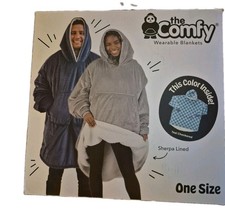 NEW The Comfy Wearable Blanket Oversize Hoodie Flower Checkered Sherpa Lined OS