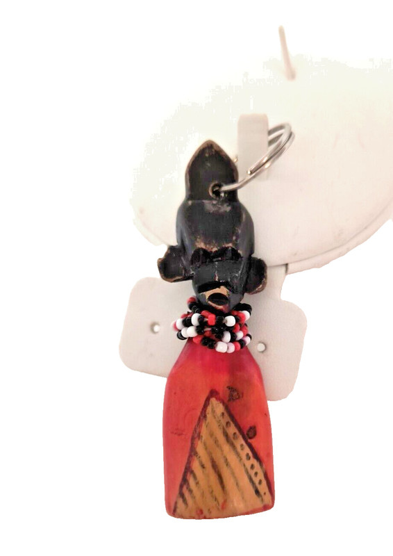 Tiki Key Chain Multicolor Beads 4 inches long