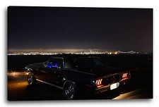 Lein-Wand-Bild Amerikanischer Oldtimer Coupe Nachts