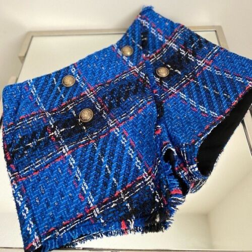 NWT BALMAIN Tartan tweed asymmetrical shorts 36 $1,752 4 - Picture 11 of 13