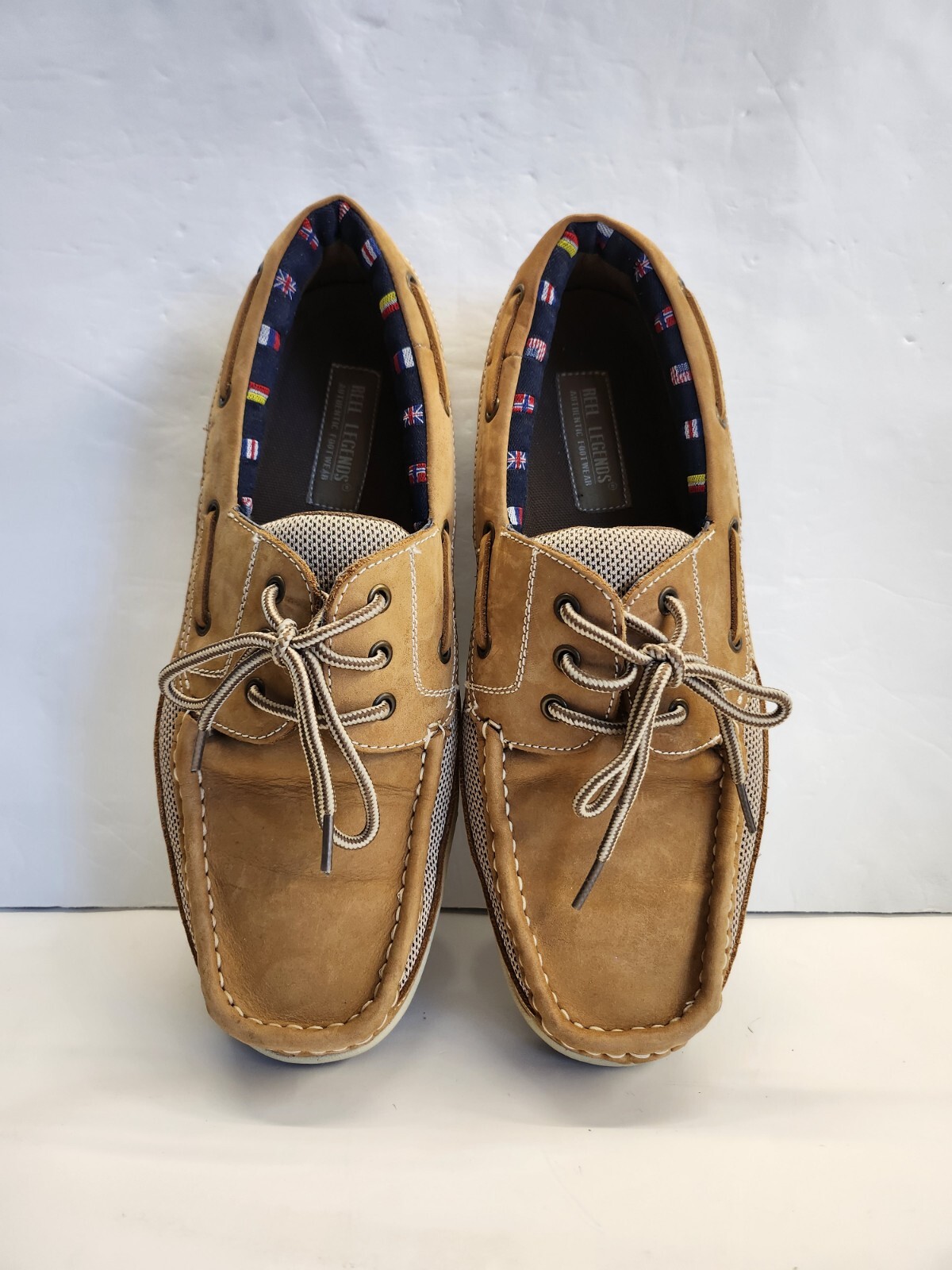 Reel Legends Boat Shoes Men's Size 11W EUR 46.5 Tan Leather Lace eBay