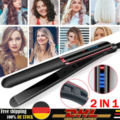 2in1 Profi-Haarglätter Straightener Lockenstab Keramik Haarglätteisen Lockenwick
