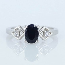 925 Sterling Silver Blue Sapphire Dainty Statement Ring Christmas Gift