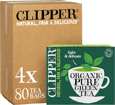 Clipper Organic Pure Green Tea Bags | 320 Teabags (4 X Boxes of 80) | Bulk Buy f 0.04 per strip