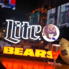 Chicago Bears Football Beer Lager 32" Vivid LED Neon Sign Light Lamp With Dimmer