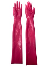 Pink latex long gloves 60cm long moulded opera long gloves