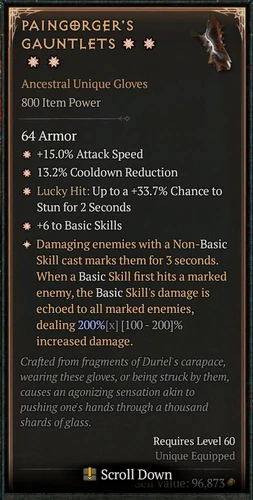 Diablo 4 💥 ETERNAL REALM 💥 Paingroger's Gauntlets | 4 GA | MAX ROLL