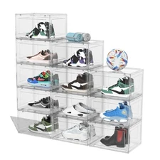 6/9/12 PCS Shoe Storage Box Clear Stackable Shoe Container Sneaker Organizer XL