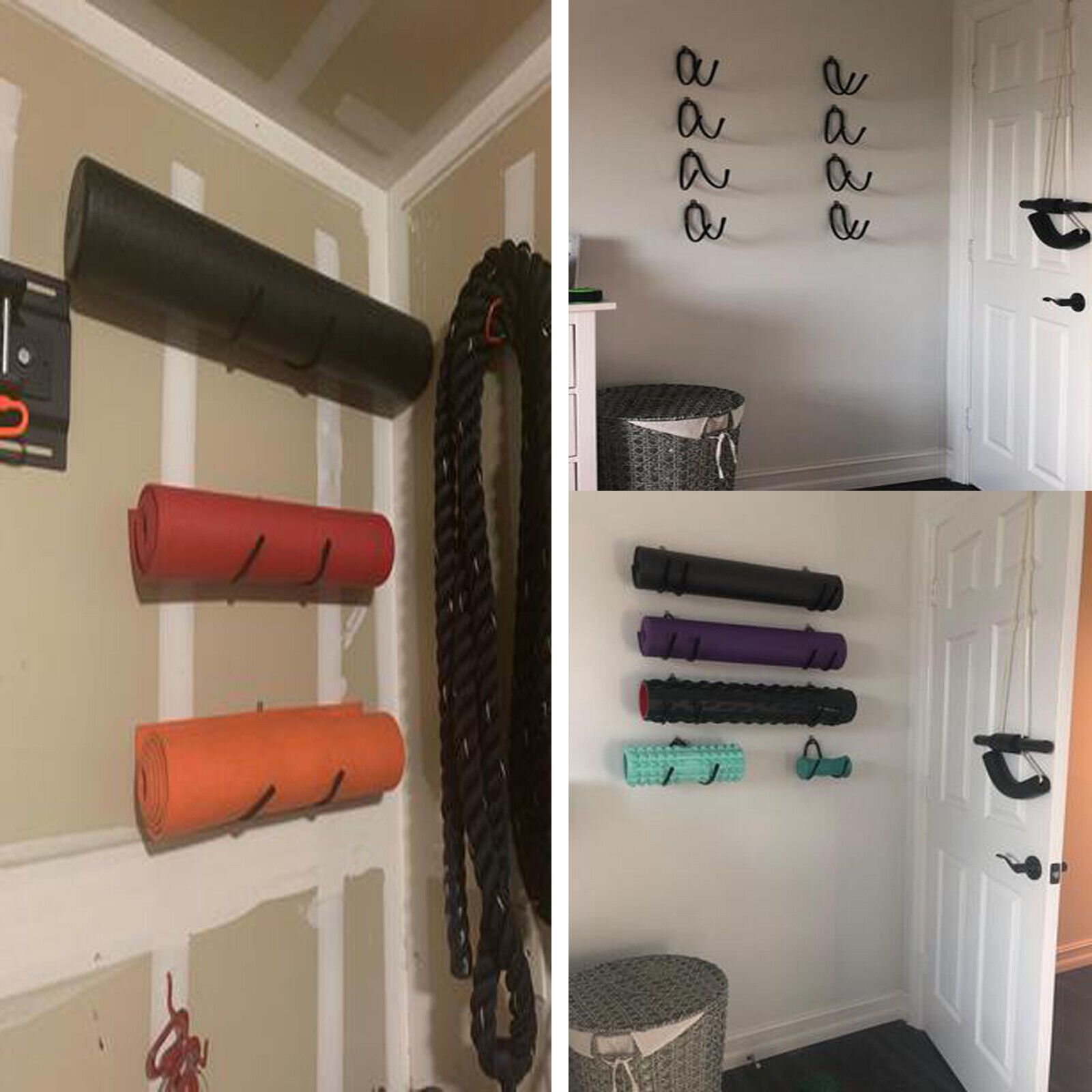 Foam Roller & Yoga Mat Storage Rack. Easy Wall Mount. Full