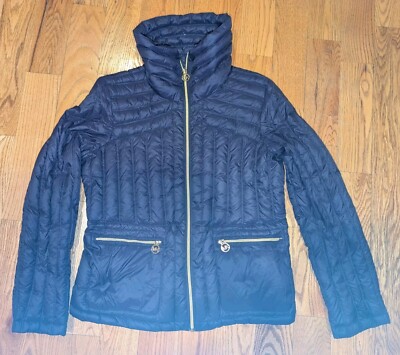 Michael Kors Packable Down Fill Puffer Jacket Size PL (Petite L) Eggplant Purple