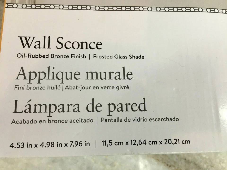 Portfolio 4,52 pulgadas W 1 luz aplique de pared de bronce frotado con aceite ¡Luz con vidrio esmerilado! Foto 4 de 4