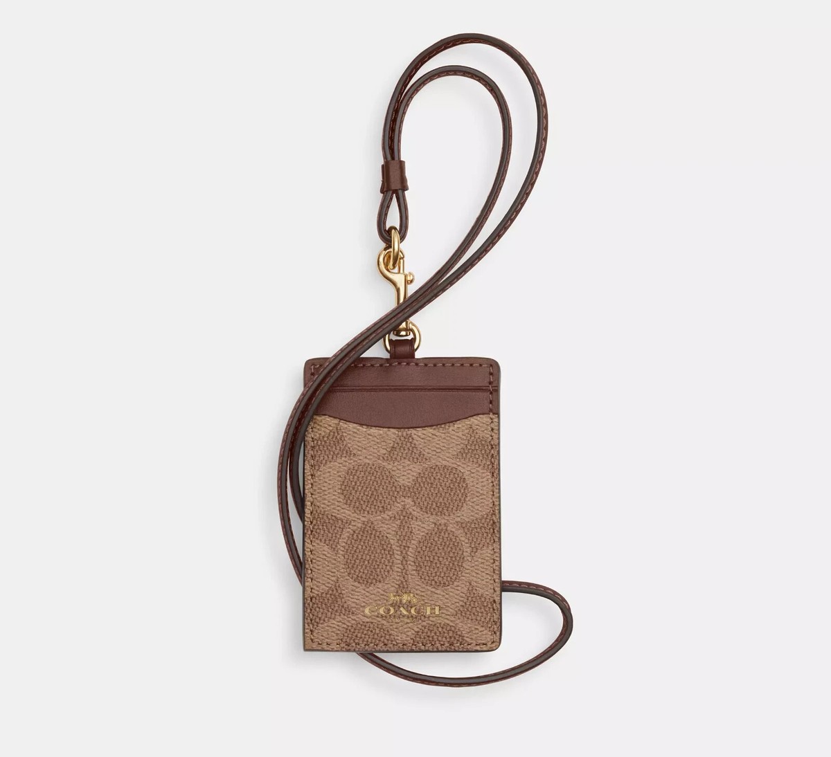 COACH Outlet ID Lanyard Signature Canvas CZ285 Tan/Brown | eBay