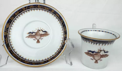 Vintage Mottahedeh Design Diplomatic Presidential Eagle Bouillon Cup & Saucer