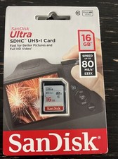 Lot of 5 SanDisk 16 GB Ultra SDHC SDXC SD Class 10 80MBS