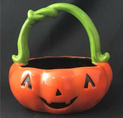 Pumpkin Mouth Candy Bowl 5 1//2 H Ceramic Halloween Dish