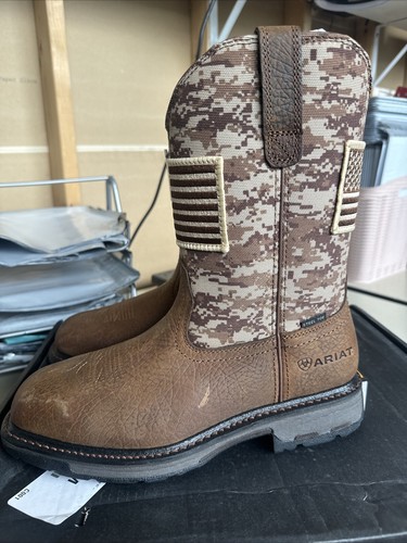 Ariat Work Mens 8.5 EE Wide WorkHog Patriot Steel Toe - 10022968 - Picture 5 of 11