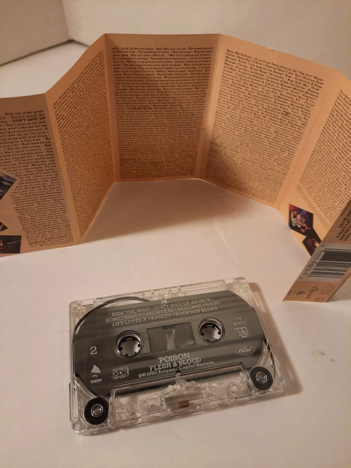 Poison Flesh & Blood Audio Cassette Tape 1990 NICE rock metal - Image 3 of 4