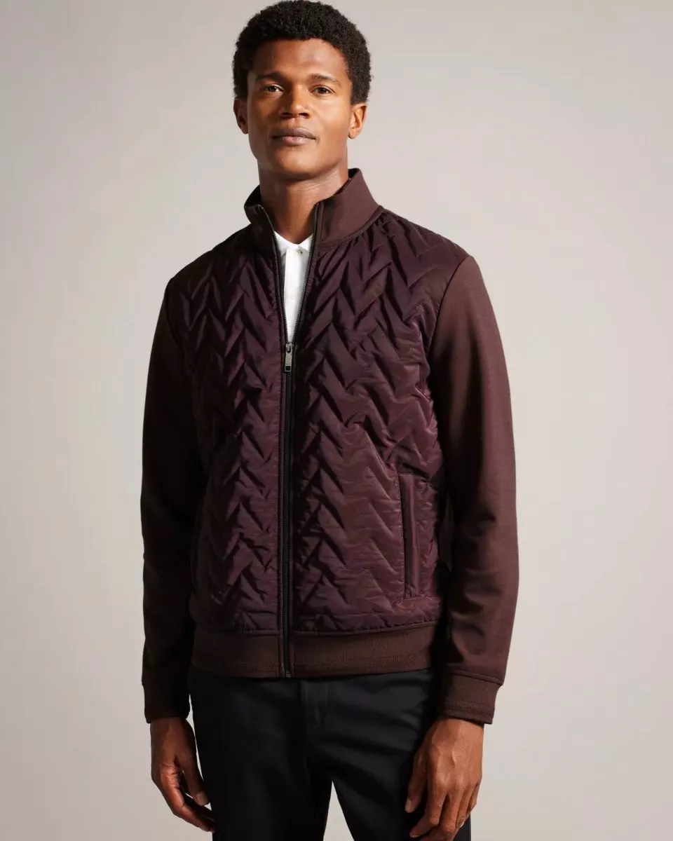 TED BAKER LONDON HAMSTE DEEP PURPLE LONG SLEEVE QUILTED FRONT JACKET