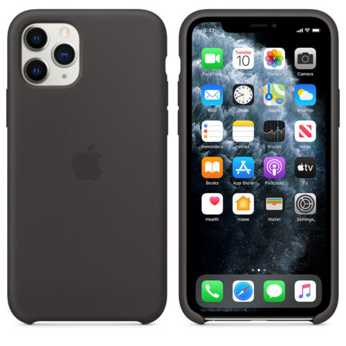 Véritable étui officiel en silicone Apple iPhone 11 Pro Max - Noir - Photo 1/3