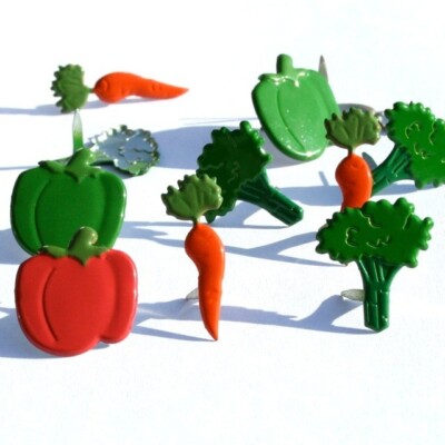 VEGETABLE SCRAPBOOKING DECORATIVE BRADS EYELET OUTLET 8 PCS  4 DESIGNS