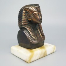 Vintage Metal King Tut Pharaoh Bust Statue Head Tutankhamun Egypt Egyptian