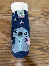 Disney Stitch Slipper Socks Cabin Sherpa Cozy Warmers Women's Size 4-10