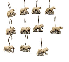 Shower Curtain Hooks Leopard/ Cheetah RARE VINTAGE 11PCs Resin Golden  Big Cats