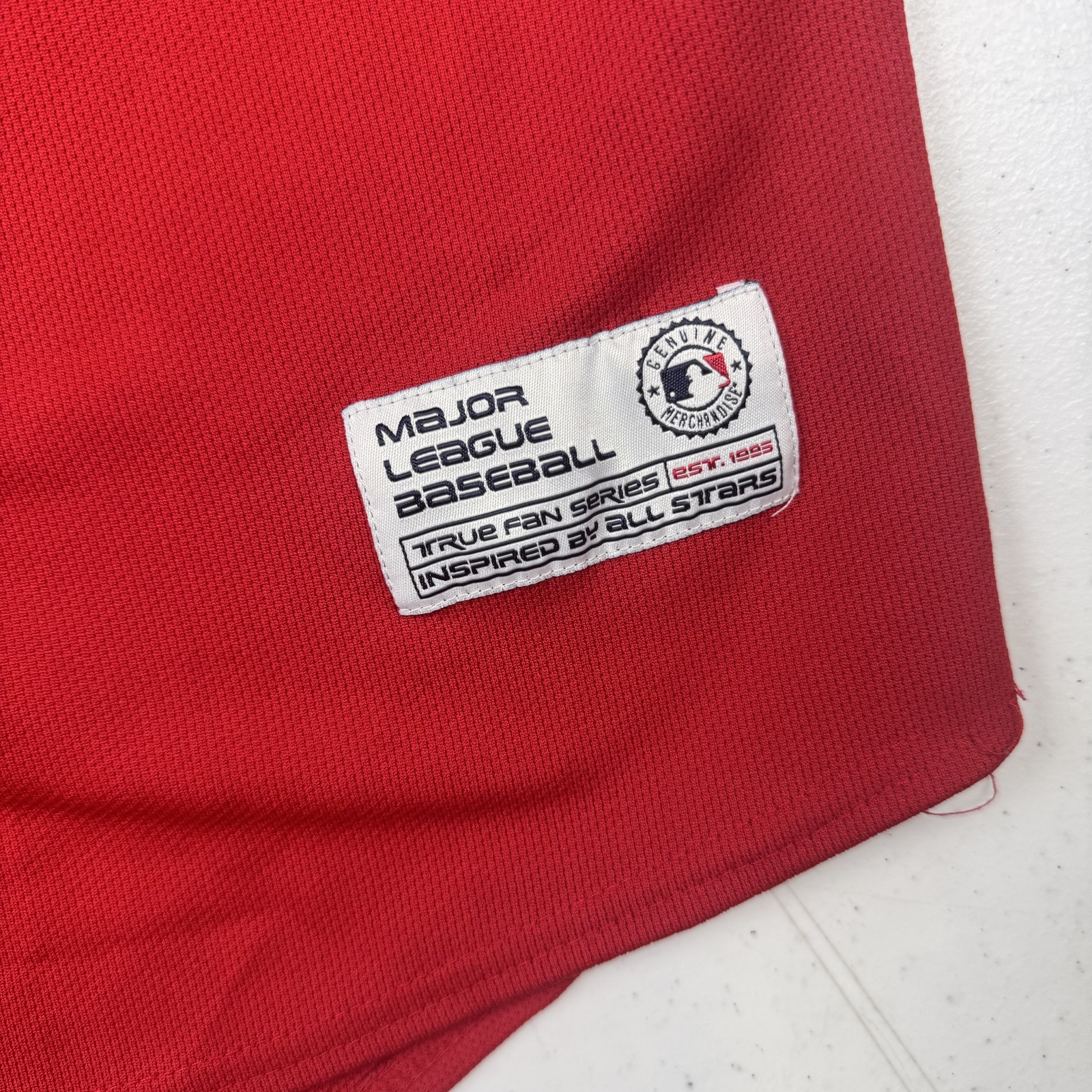 True Fan Cardinals Baseball Jersey Red White Large image 6