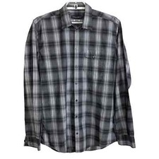 Dolce&Gabbana Italy Martini Men's size 15 3/4 Black White Plaid Long Sleeve