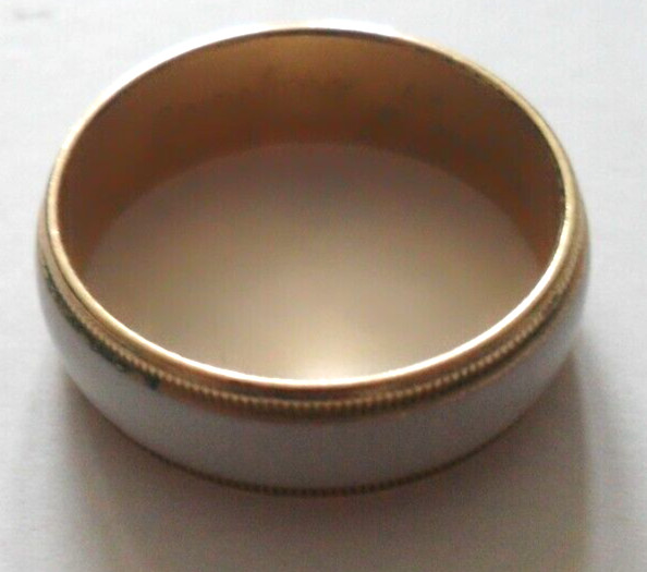 VINTAGE 30s GAINSBORO 14K H.G.E. HEAVY GOLD ELECTROPLATE SZ 6 ENAMEL & GOLD RING