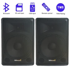 2-Pack 15" DJ Active PA Powered Speakers SD USB TWS Stage KTV Audio Loud Speaker