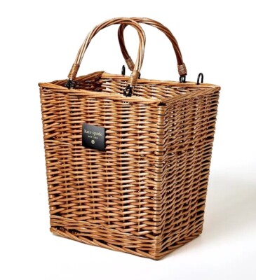 NWT Kate Spade New York Large Woven Willow Wicker Bicycle Basket
