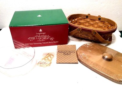 Longaberger Tree Trimming NATURE BERRY 2006 Basket Protector Lid Tie On Red NEW