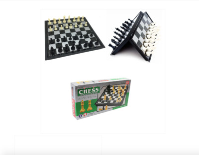 Hochwertiges Schachspiel elfenbein schwarz 36 Teile Magnettafel Meidum 24,7 cm x 24,7 cm