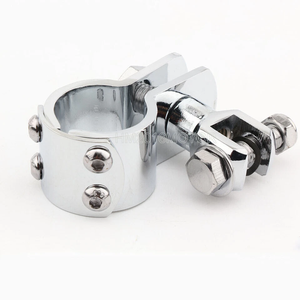 Chrome Motorcycle 1"~1-1/4" Crash Bar Foot Pegs Rests Clamps for Harley Touring - Изображение 4 из 4