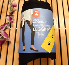 2 pk FELINA WIDE WAISTBAND SUEDED LIGHTWEIGHT LEGGINGS Small / Black