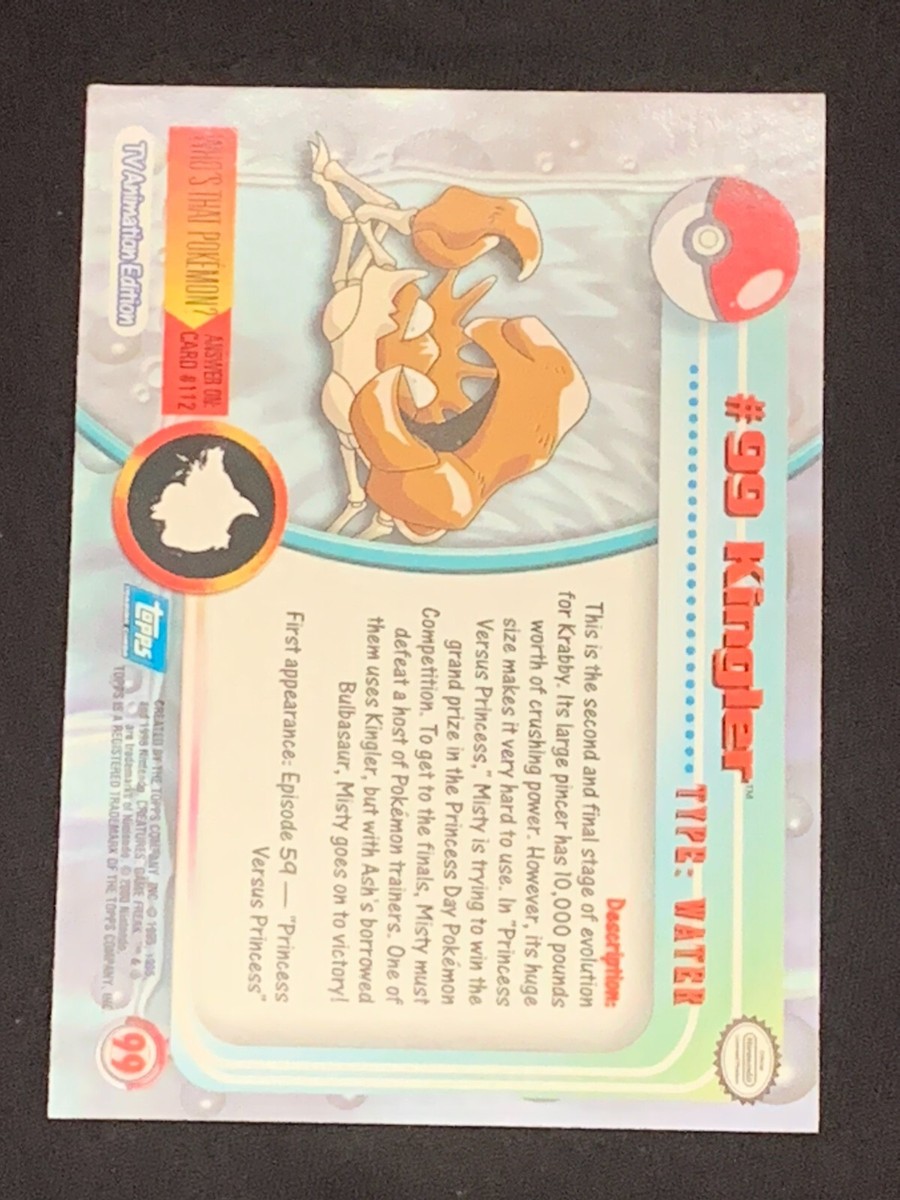Pokemon Topps series 2 Blue Logo - Non Holo - Kingler #99 | eBay