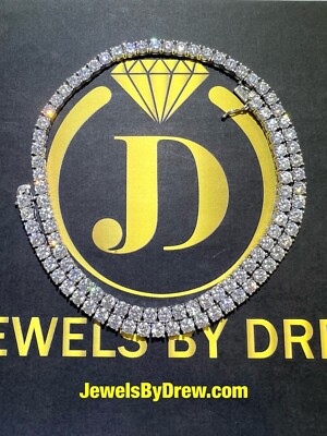 4 mm - 18 Zoll echter Diamant MOISSANIT Tennis Kette Halskette massiv 925 Silber - VVS1