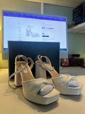 Nina Shoes Womens Ivory Satin Block High-Heel Platform Sandal - Bridal Shoes