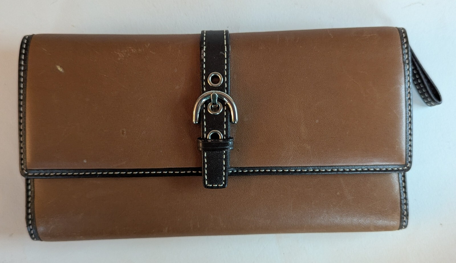 Coach Soho Vintage Brown Leather Trifold Wallet Y2K All Leather