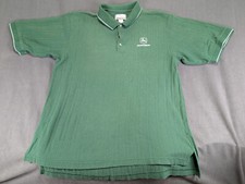 Vtg John Deere XL Embroidered Polo Textured Stripes Thick High Quality Material