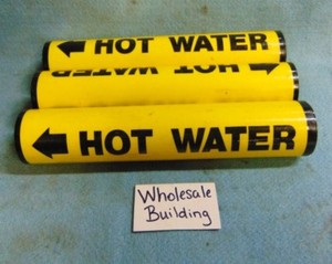 SETON PIPE MARKER VINYL SNAP AROUND  -20, 1-1/2 - 2-3/8" HOT WATER (LOT OF 3)