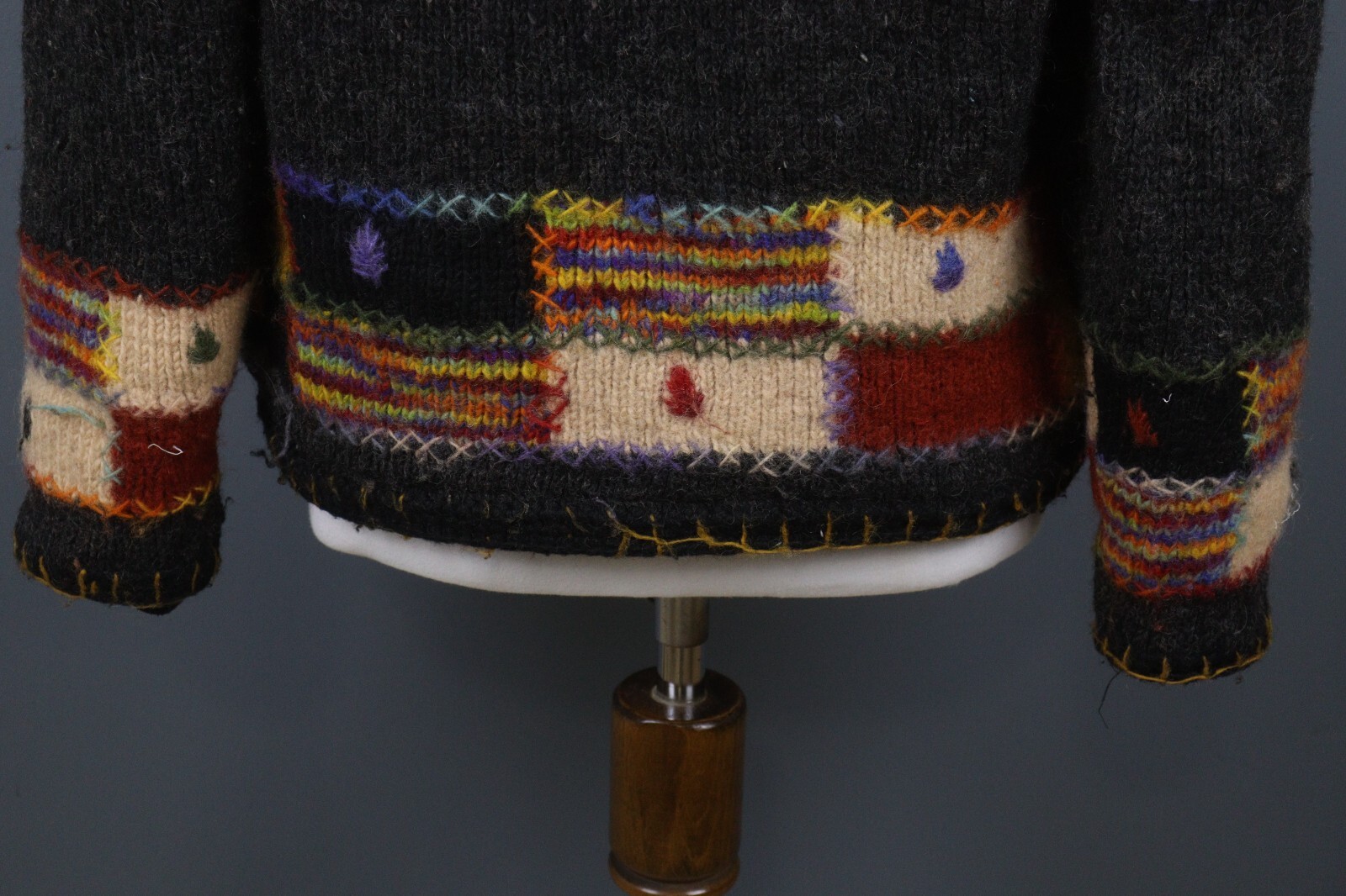 PACHAMAMA Multicolor 100% Wool Patchwork Hooded Z… - image 12