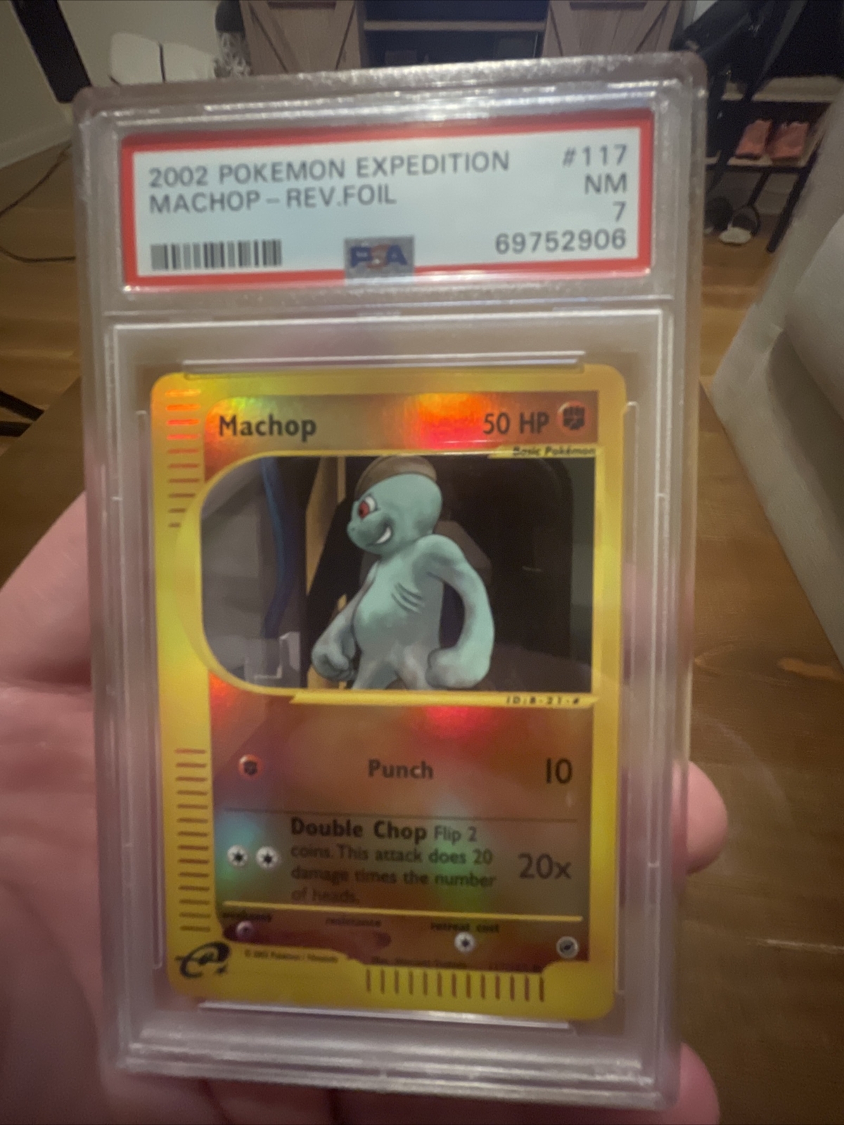 2002 Pokemon Expedition Machop Reverse Holo 117/165 PSA 7 EX-MT🔥