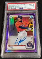 PSA 9 RC AUTO /250 JEREMY PENA 🚨PURPLE REFRACTOR ROOKIE ⚡2020 1st Bowman Chrome