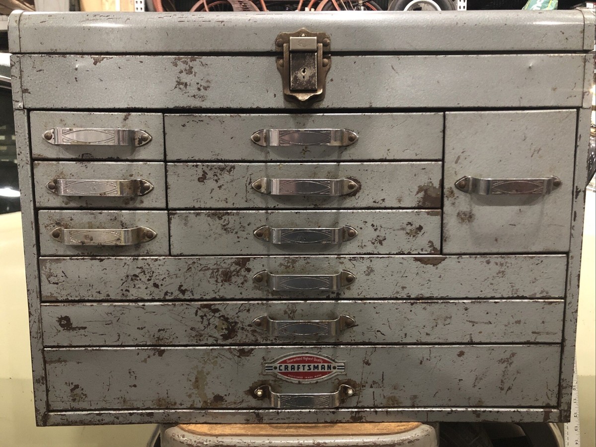 VTG 1957 CRAFTSMAN 10 DRAWER HERITAGE TOP MECHANICS TOOL CHEST BOX