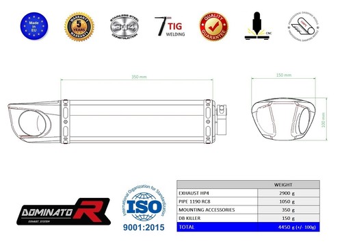 DOMINATOR Exhaust silencer muffler HP4 KTM 1190 RC8 + db killer - Imagen 4 de 5