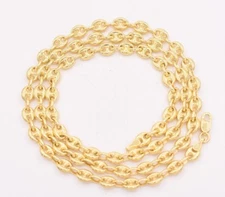4.7mm Puffed Mariner Link Chain Necklace Real Solid 14K Yellow Gold Unisex